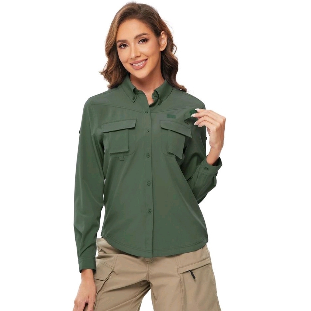 New with tags! Gymsmart Womens XL UV UPF 50 Long Sleeve Green All Sports Shirt